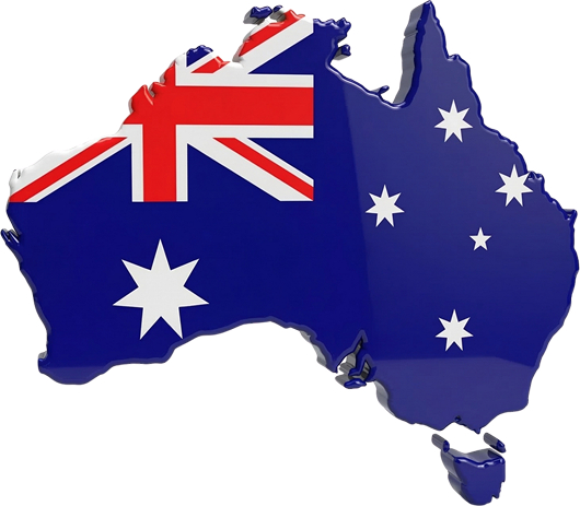 3D map of Australia with the national flag