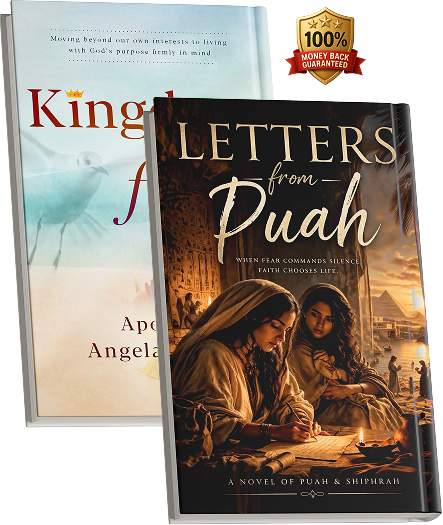 Book mockups of Letters from Puah with a 100% money back guarantee badge
